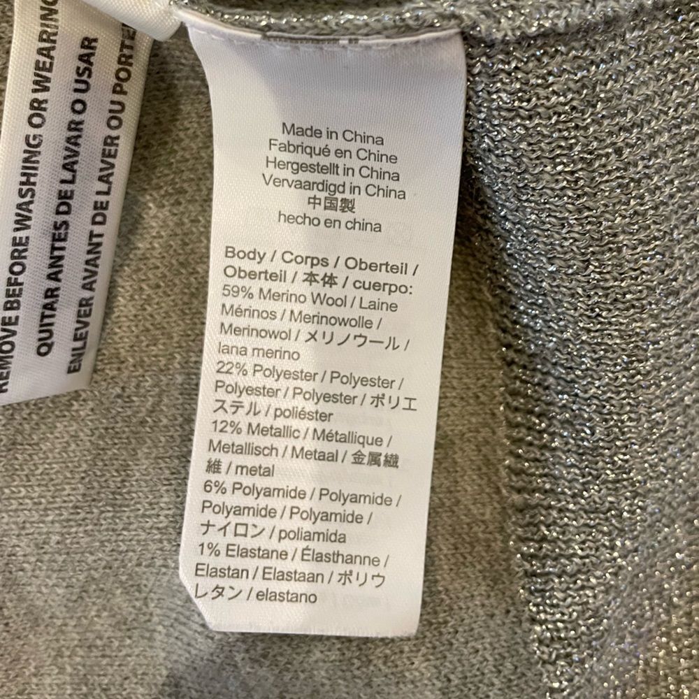 NWOT J. Crew Gray Silver Metallic Cardigan Sz. M Wool - Picture 2 of 5